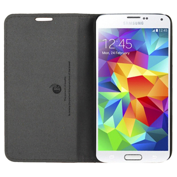 Litchi Texture Horizontal Flip Top-grain Genuine Leather Case with Holder for Galaxy S5 / G900