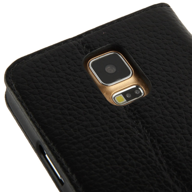 Litchi Texture Horizontal Flip Top-grain Genuine Leather Case with Holder for Galaxy S5 / G900
