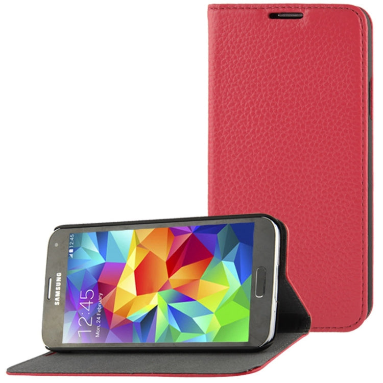 Litchi Texture Horizontal Flip Top-grain Genuine Leather Case with Holder for Galaxy S5 / G900