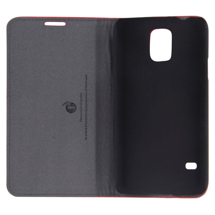 Litchi Texture Horizontal Flip Top-grain Genuine Leather Case with Holder for Galaxy S5 / G900