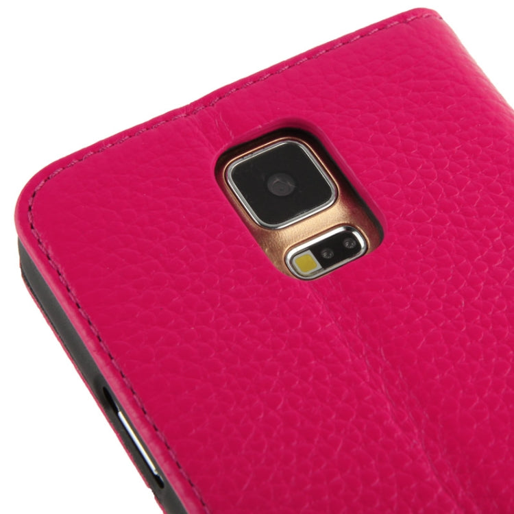 Litchi Texture Horizontal Flip Top-grain Genuine Leather Case with Holder for Galaxy S5 / G900