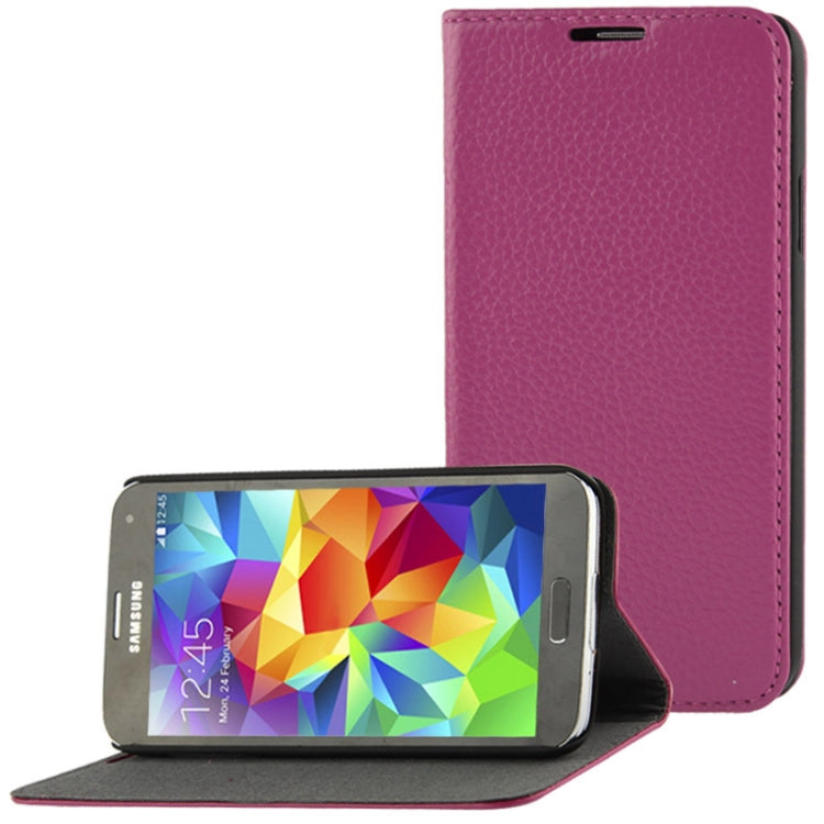 Litchi Texture Horizontal Flip Top-grain Genuine Leather Case with Holder for Galaxy S5 / G900