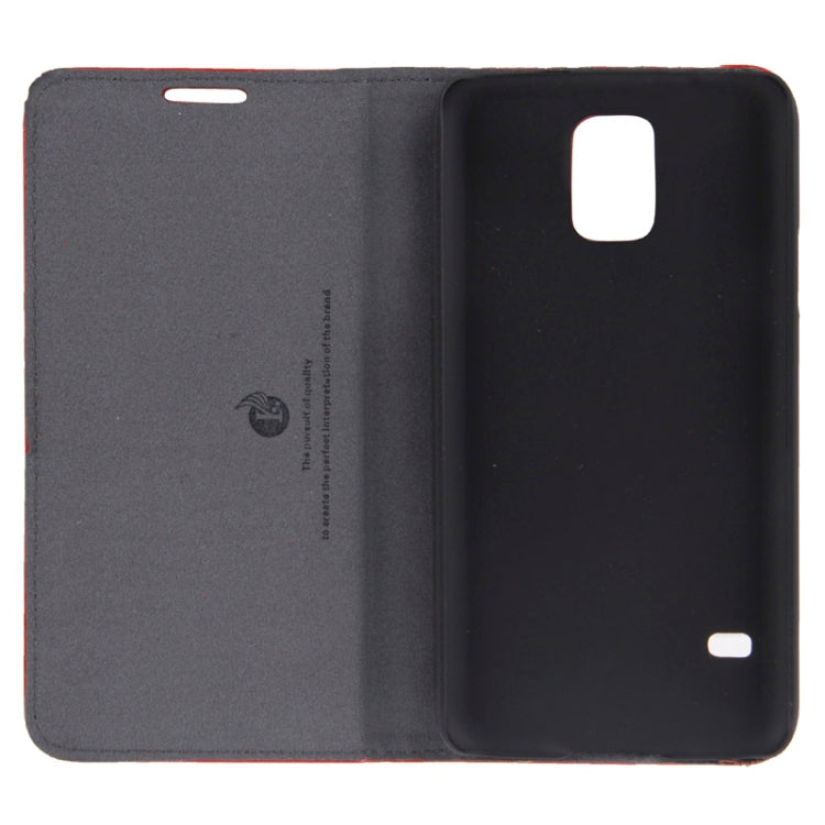 Litchi Texture Horizontal Flip Top-grain Genuine Leather Case with Holder for Galaxy S5 / G900