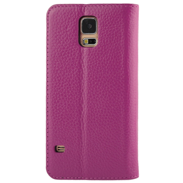 Litchi Texture Horizontal Flip Top-grain Genuine Leather Case with Holder for Galaxy S5 / G900