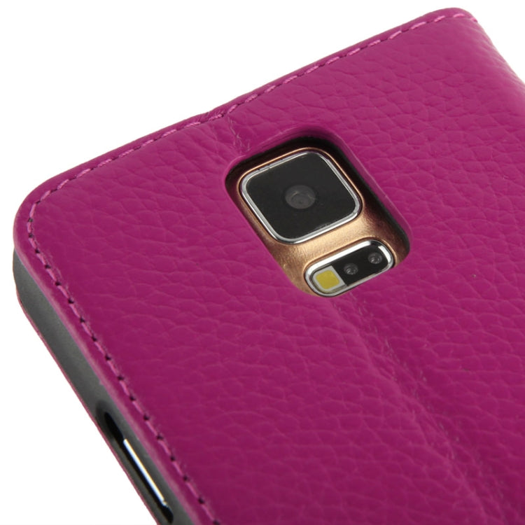 Litchi Texture Horizontal Flip Top-grain Genuine Leather Case with Holder for Galaxy S5 / G900