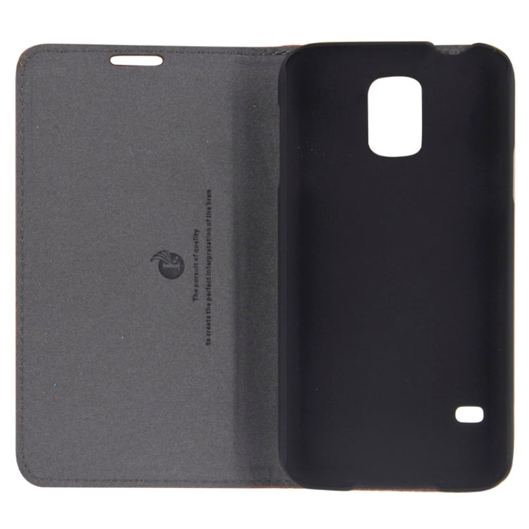 Litchi Texture Horizontal Flip Top-grain Genuine Leather Case with Holder for Galaxy S5 / G900