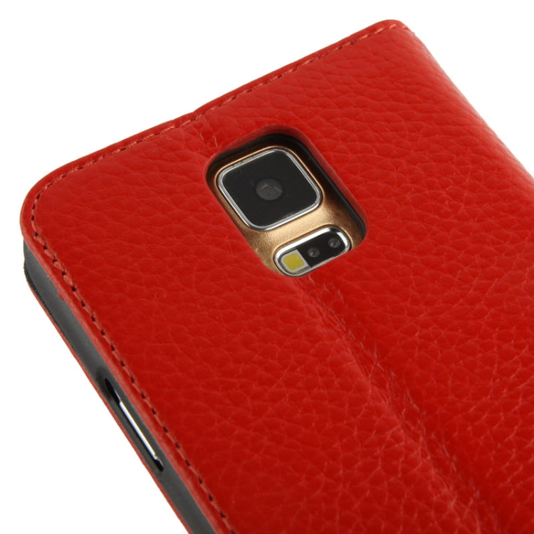 Litchi Texture Horizontal Flip Top-grain Genuine Leather Case with Holder for Galaxy S5 / G900