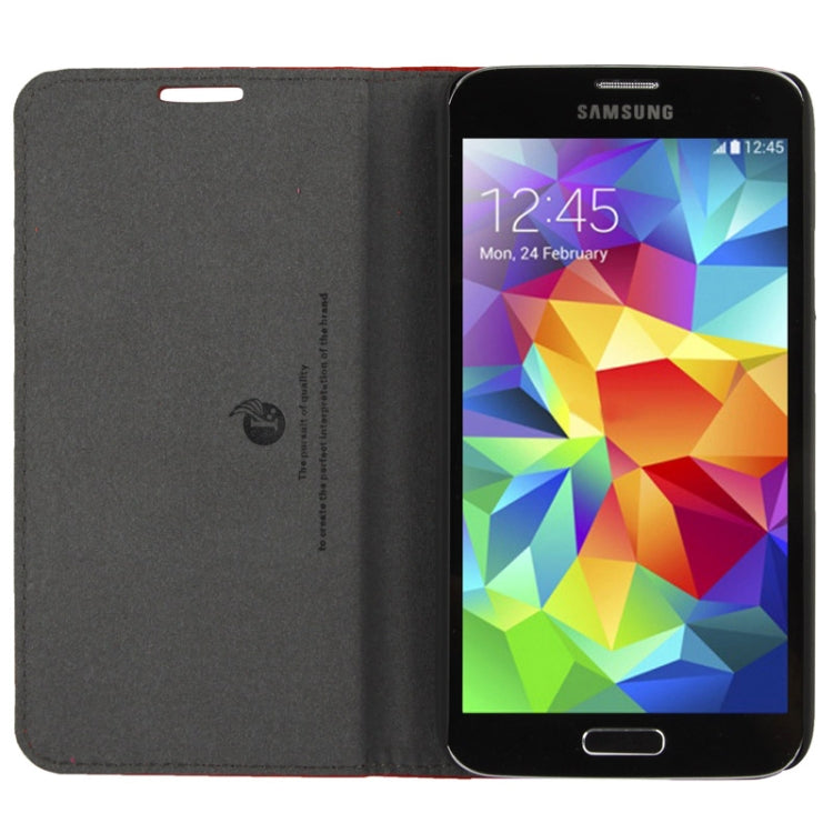 Litchi Texture Horizontal Flip Top-grain Genuine Leather Case with Holder for Galaxy S5 / G900