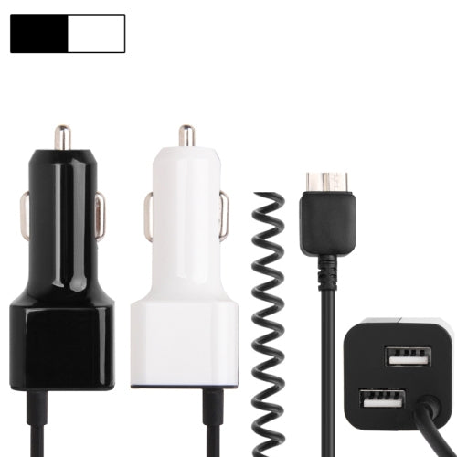 5V 4A 2-colors Micro USB Premium In-vehicle Charger Coiled Cable with Dual USB Output for Galaxy Note III / N9000, Cable Length: 60cm (Can be extended up to 140cm)
