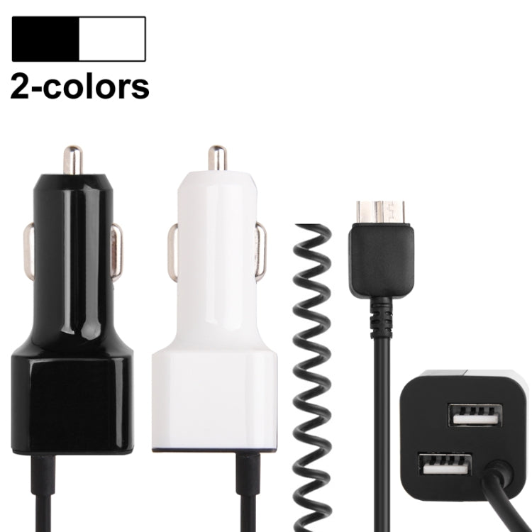 5V 4A 2-colors Micro USB Premium In-vehicle Charger Coiled Cable with Dual USB Output for Galaxy Note III / N9000, Cable Length: 60cm (Can be extended up to 140cm)