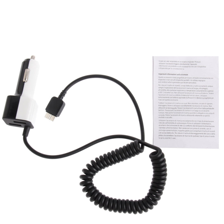 5V 4A 2-colors Micro USB Premium In-vehicle Charger Coiled Cable with Dual USB Output for Galaxy Note III / N9000, Cable Length: 60cm (Can be extended up to 140cm)