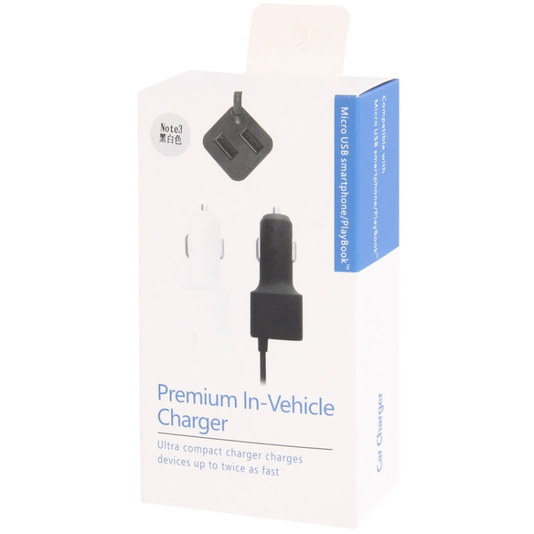 5V 4A 2-colors Micro USB Premium In-vehicle Charger Coiled Cable with Dual USB Output for Galaxy Note III / N9000, Cable Length: 60cm (Can be extended up to 140cm)