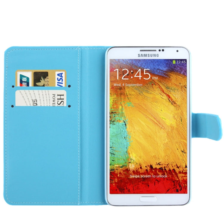 Rubbery Diamond Encrusted Horizontal Flip Leather Case with Credit Card Slots for Galaxy Note III / N9000