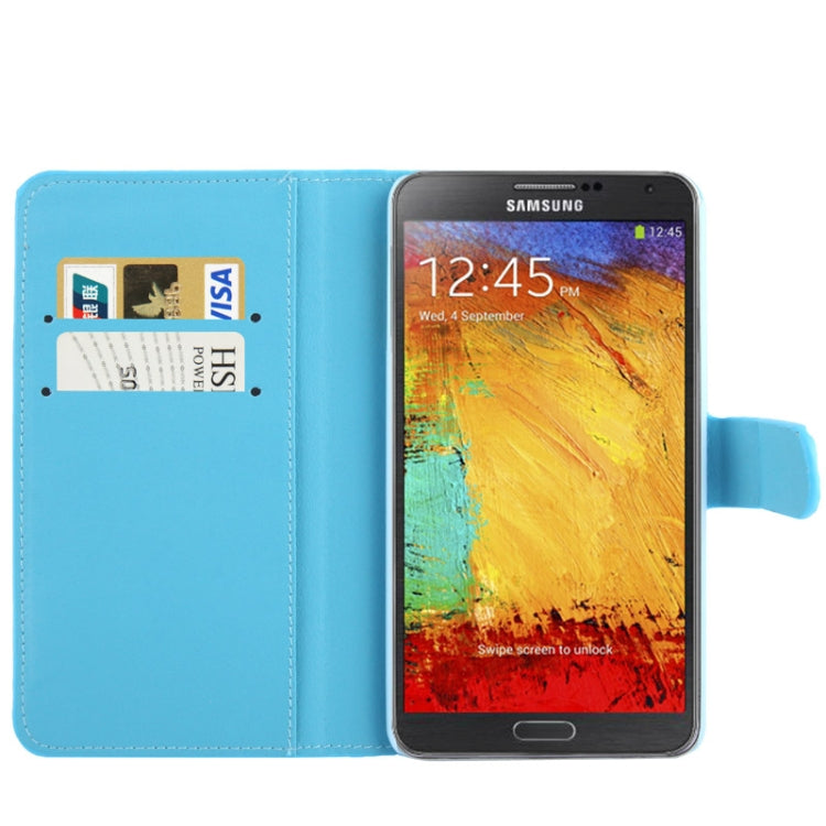 Rubbery Diamond Encrusted Horizontal Flip Leather Case with Credit Card Slots for Galaxy Note III / N9000