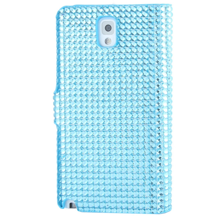 Rubbery Diamond Encrusted Horizontal Flip Leather Case with Credit Card Slots for Galaxy Note III / N9000