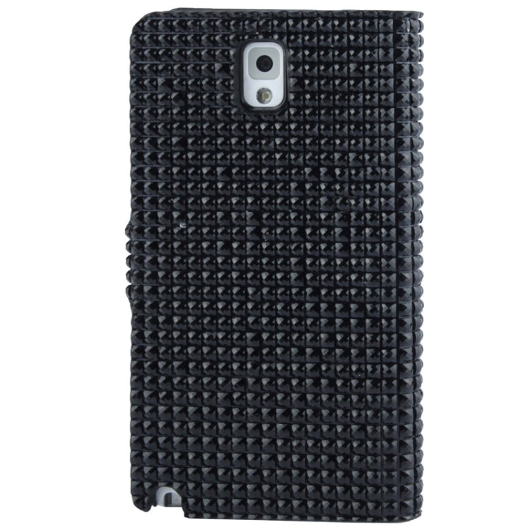 Rubbery Diamond Encrusted Horizontal Flip Leather Case with Credit Card Slots for Galaxy Note III / N9000