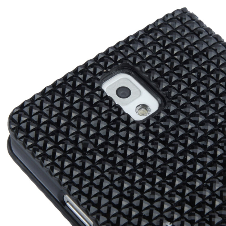 Rubbery Diamond Encrusted Horizontal Flip Leather Case with Credit Card Slots for Galaxy Note III / N9000