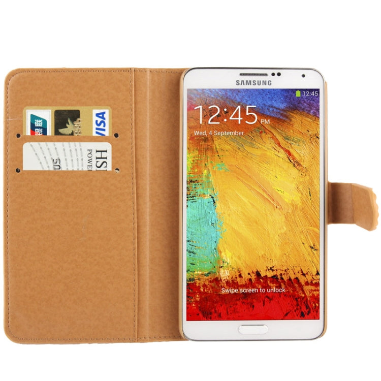 Rubbery Diamond Encrusted Horizontal Flip Leather Case with Credit Card Slots for Galaxy Note III / N9000