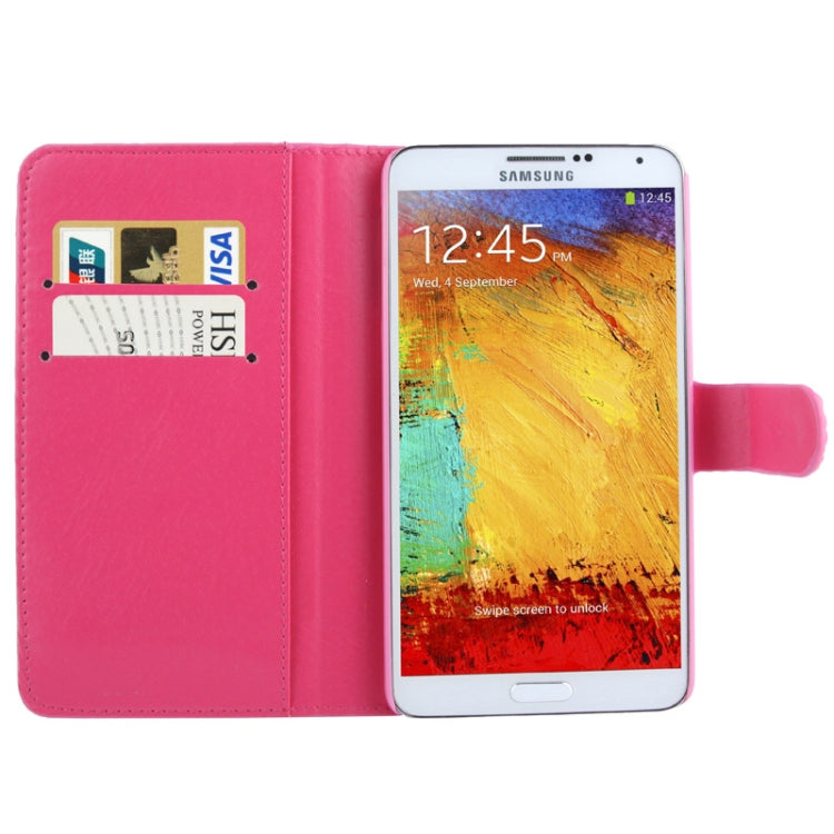 Rubbery Diamond Encrusted Horizontal Flip Leather Case with Credit Card Slots for Galaxy Note III / N9000