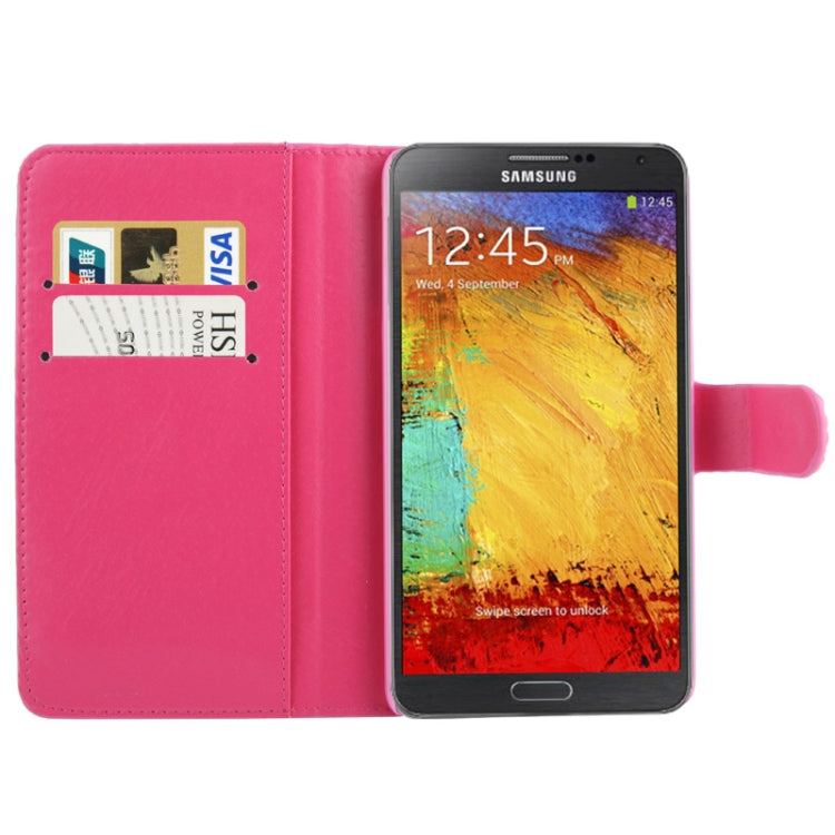 Rubbery Diamond Encrusted Horizontal Flip Leather Case with Credit Card Slots for Galaxy Note III / N9000