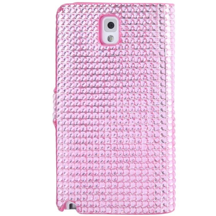 Rubbery Diamond Encrusted Horizontal Flip Leather Case with Credit Card Slots for Galaxy Note III / N9000