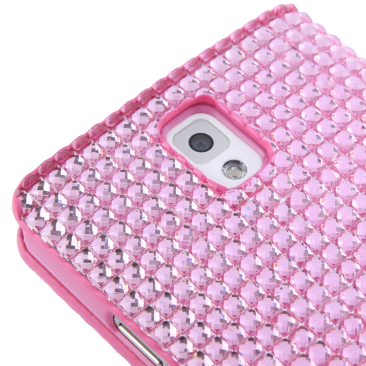 Rubbery Diamond Encrusted Horizontal Flip Leather Case with Credit Card Slots for Galaxy Note III / N9000