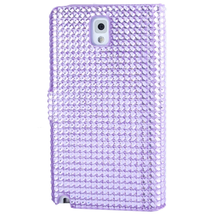 Rubbery Diamond Encrusted Horizontal Flip Leather Case with Credit Card Slots for Galaxy Note III / N9000