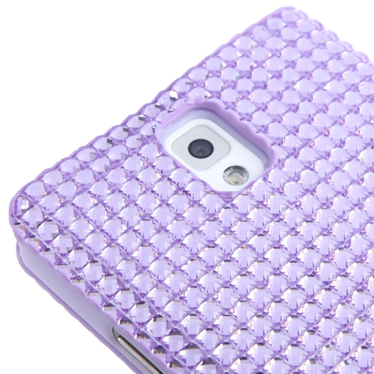 Rubbery Diamond Encrusted Horizontal Flip Leather Case with Credit Card Slots for Galaxy Note III / N9000