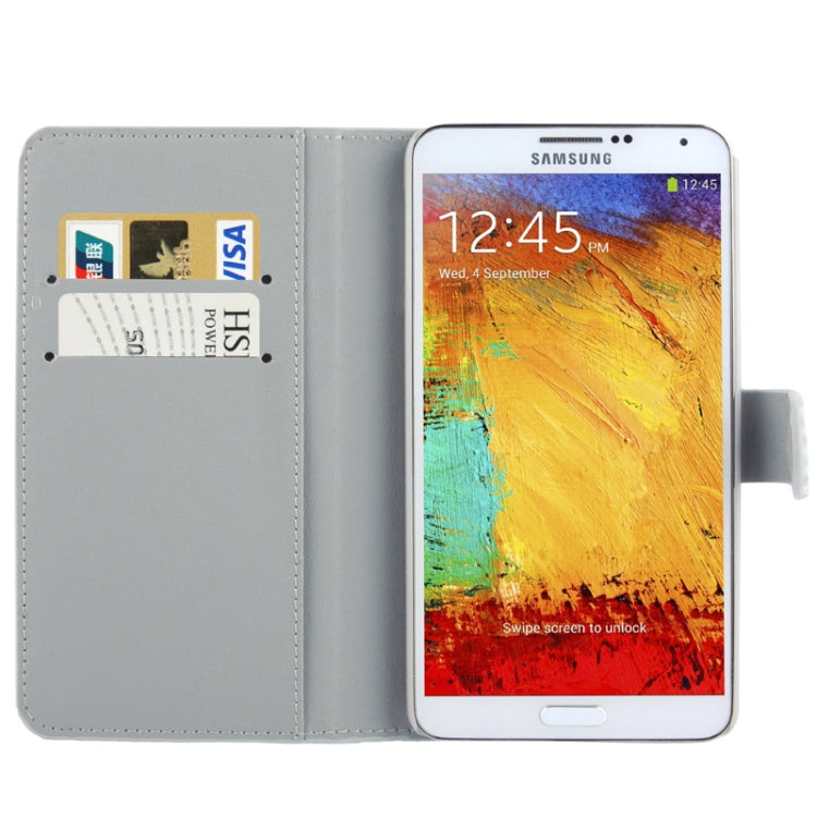 Rubbery Diamond Encrusted Horizontal Flip Leather Case with Credit Card Slots for Galaxy Note III / N9000