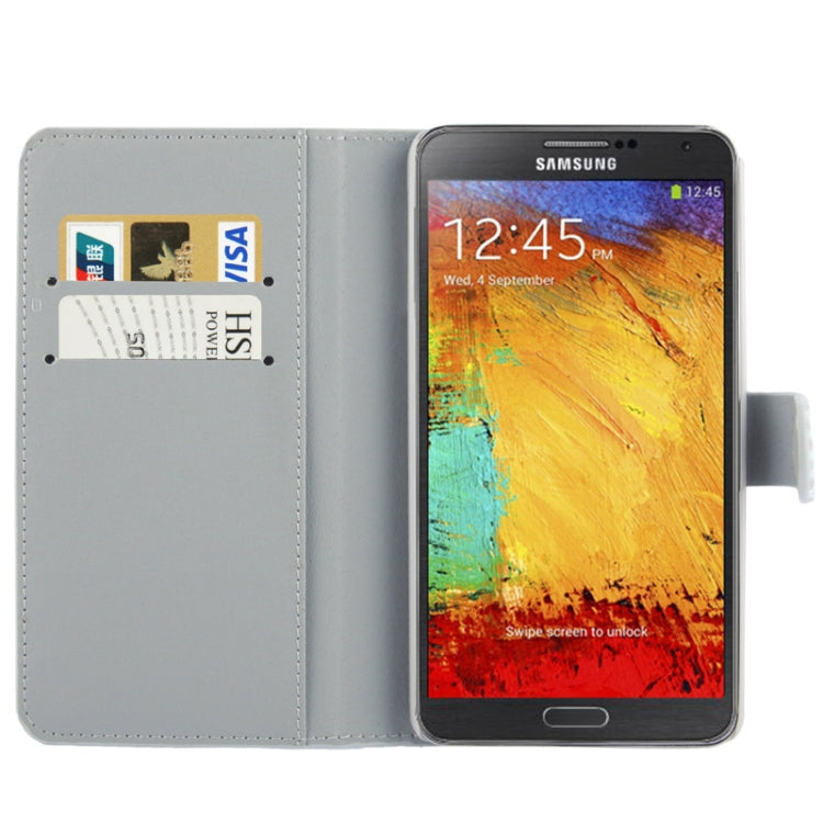 Rubbery Diamond Encrusted Horizontal Flip Leather Case with Credit Card Slots for Galaxy Note III / N9000