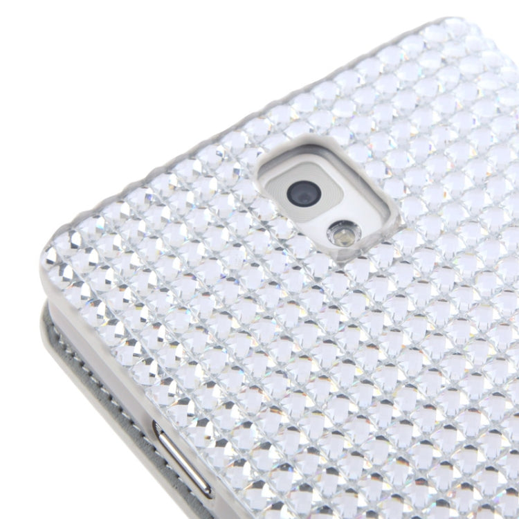 Rubbery Diamond Encrusted Horizontal Flip Leather Case with Credit Card Slots for Galaxy Note III / N9000