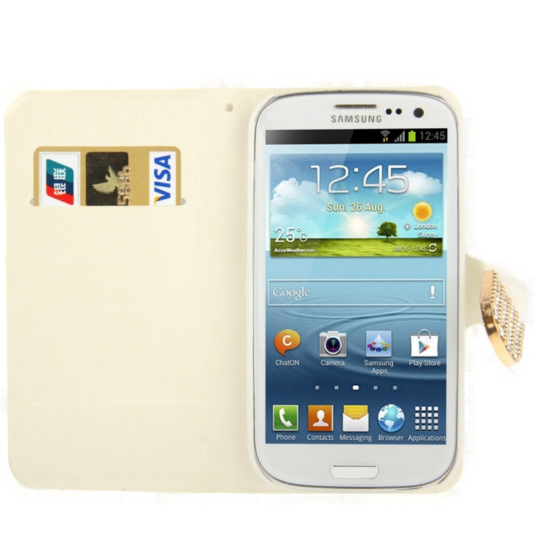 Diamond Encrusted Winter Warm Fur Leather Case with Credit Card Slot & Holder for Galaxy S III / i9300