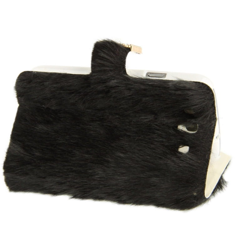 Diamond Encrusted Winter Warm Fur Leather Case with Credit Card Slot & Holder for Galaxy S III / i9300