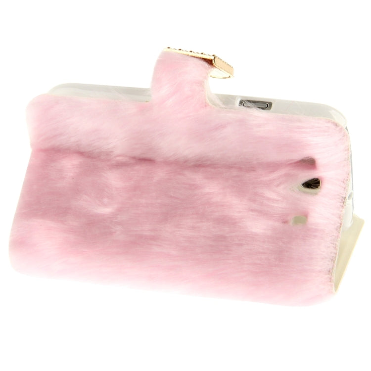 Diamond Encrusted Winter Warm Fur Leather Case with Credit Card Slot & Holder for Galaxy S III / i9300