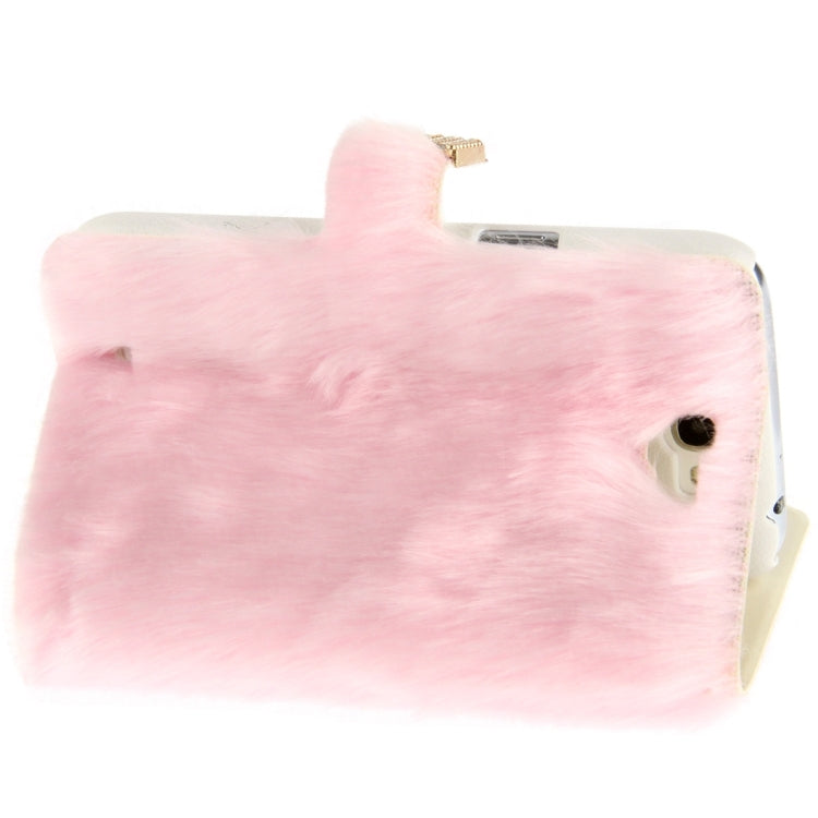Diamond Encrusted Winter Warm Fur Leather Case with Credit Card Slot & Holder for Galaxy Note II / N7100