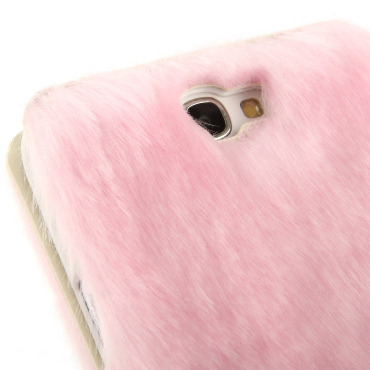 Diamond Encrusted Winter Warm Fur Leather Case with Credit Card Slot & Holder for Galaxy Note II / N7100