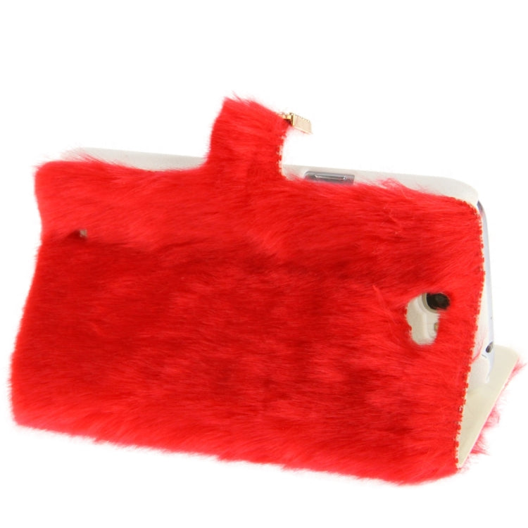 Diamond Encrusted Winter Warm Fur Leather Case with Credit Card Slot & Holder for Galaxy Note II / N7100