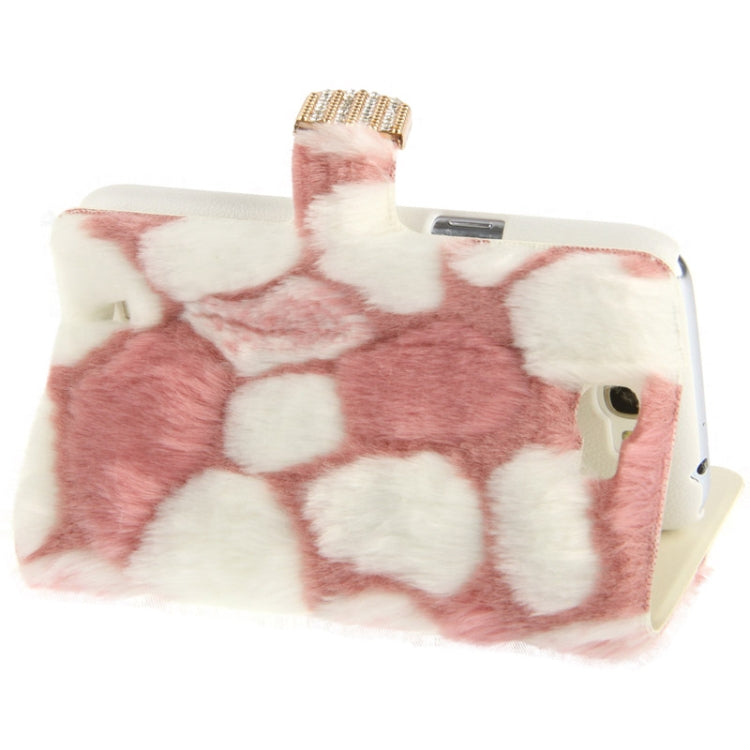 Spots Texture Diamond Encrusted Winter Warm Fur Leather Case with Credit Card Slot & Holder for Galaxy Note II / N7100