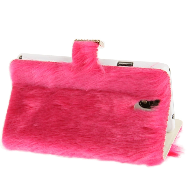 Diamond Encrusted Winter Warm Fur Leather Case with Credit Card Slot & Holder for Galaxy Note III / N9000