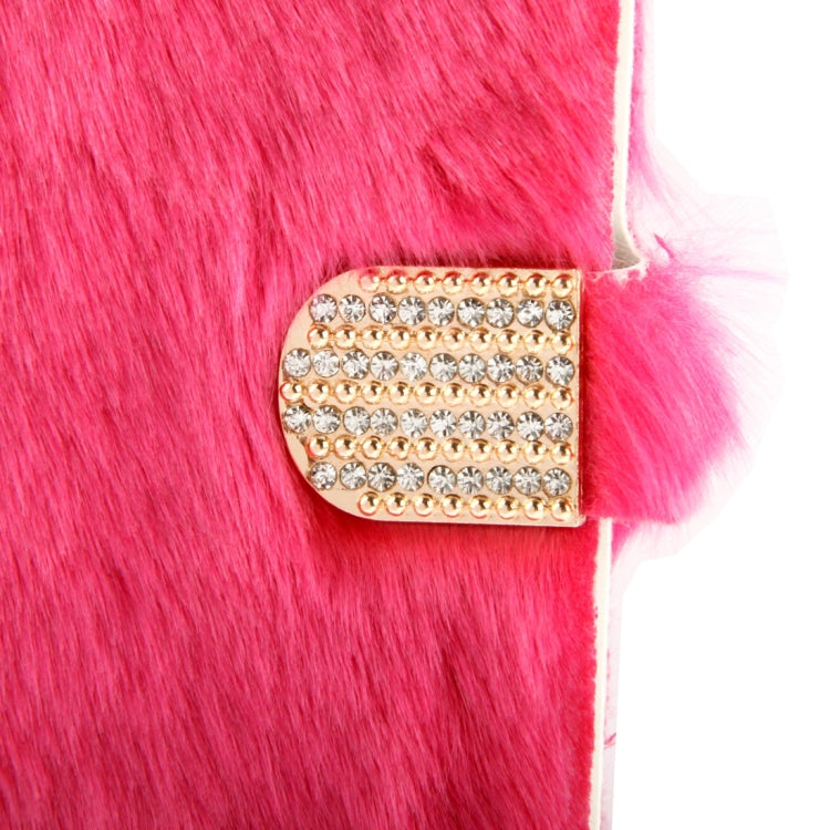 Diamond Encrusted Winter Warm Fur Leather Case with Credit Card Slot & Holder for Galaxy Note III / N9000