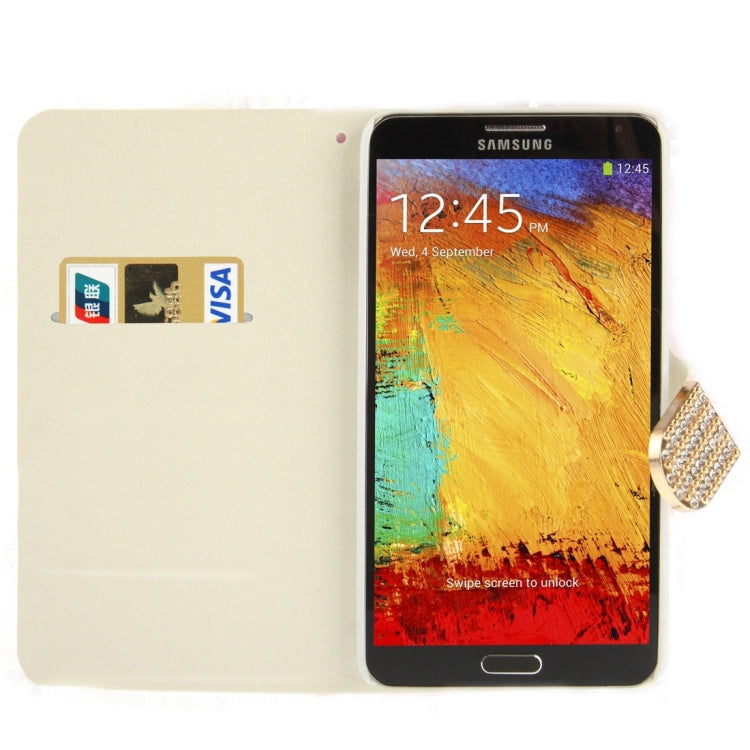 Diamond Encrusted Winter Warm Fur Leather Case with Credit Card Slot & Holder for Galaxy Note III / N9000