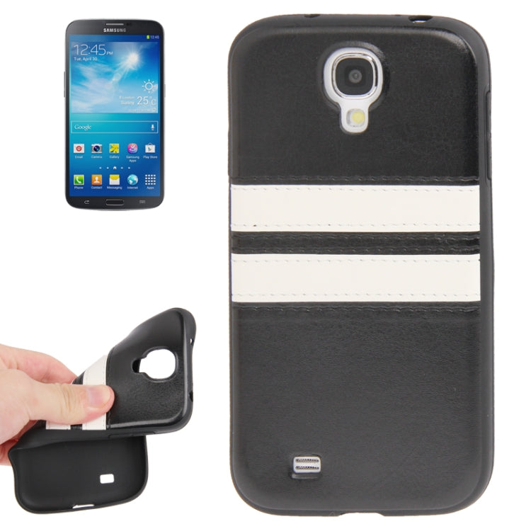 Crazy Horse Texture Double White Lines Pattern Paste Skin TPU Protective Case for Galaxy S IV / i9500(Black)