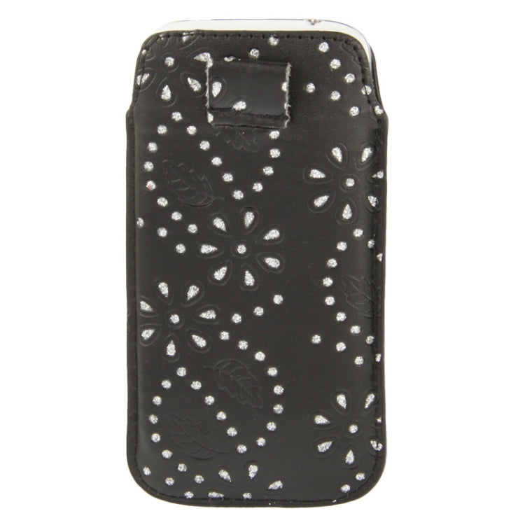 Diamond Palace Flower Pattern Leather Case Pocket Pouch Sleeve Bag with Pull Up Tab for Galaxy S IV / i9500 / i9300 / i9190
