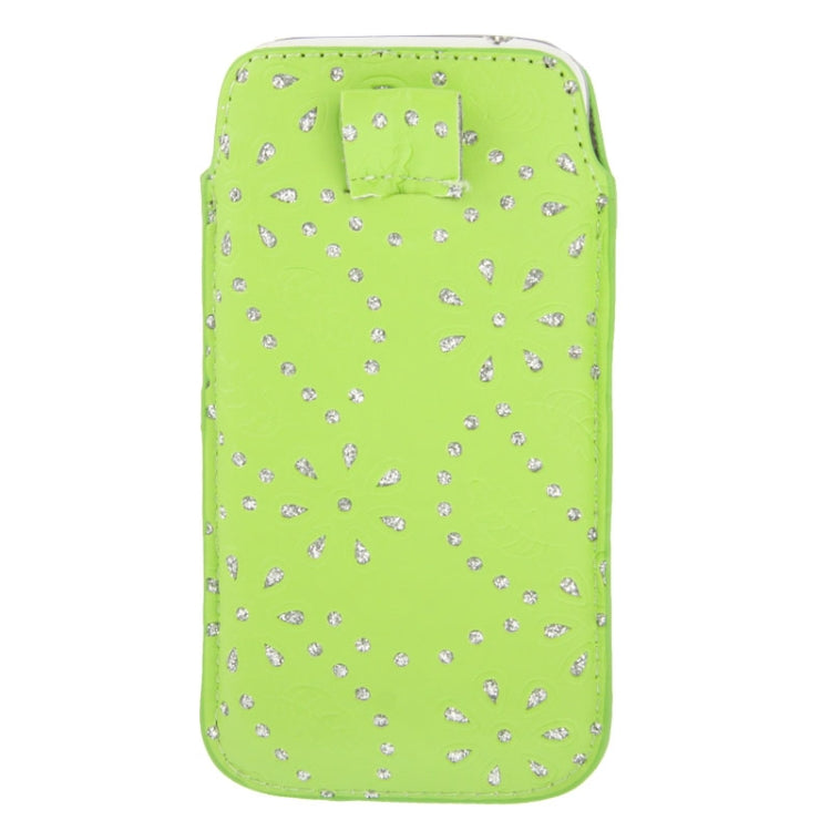Diamond Palace Flower Pattern Leather Case Pocket Pouch Sleeve Bag with Pull Up Tab for Galaxy S IV / i9500 / i9300 / i9190