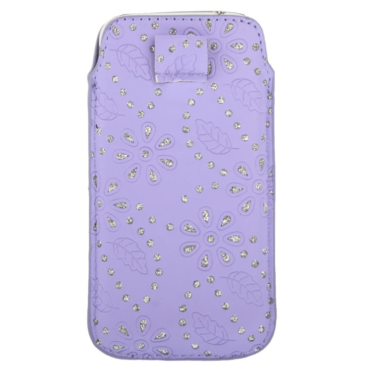 Diamond Palace Flower Pattern Leather Case Pocket Pouch Sleeve Bag with Pull Up Tab for Galaxy S IV / i9500 / i9300 / i9190