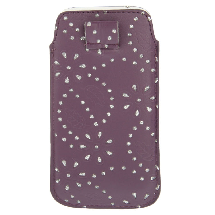 Diamond Palace Flower Pattern Leather Case Pocket Pouch Sleeve Bag with Pull Up Tab for Galaxy S IV / i9500 / i9300 / i9190