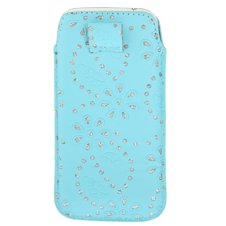 Diamond Palace Flower Pattern Leather Case Pocket Pouch Sleeve Bag with Pull Up Tab for Galaxy S IV / i9500 / i9300 / i9190