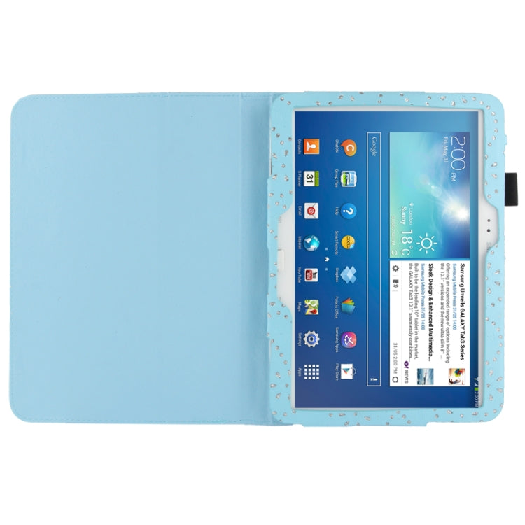 Diamond Palace Flower Pattern Leather Case with Holder for Galaxy Tab 3 (10.1) / GT-P5200, Blue(Blue)