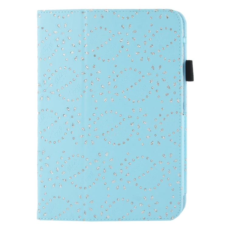 Diamond Palace Flower Pattern Leather Case with Holder for Galaxy Tab 3 (10.1) / GT-P5200, Blue(Blue)
