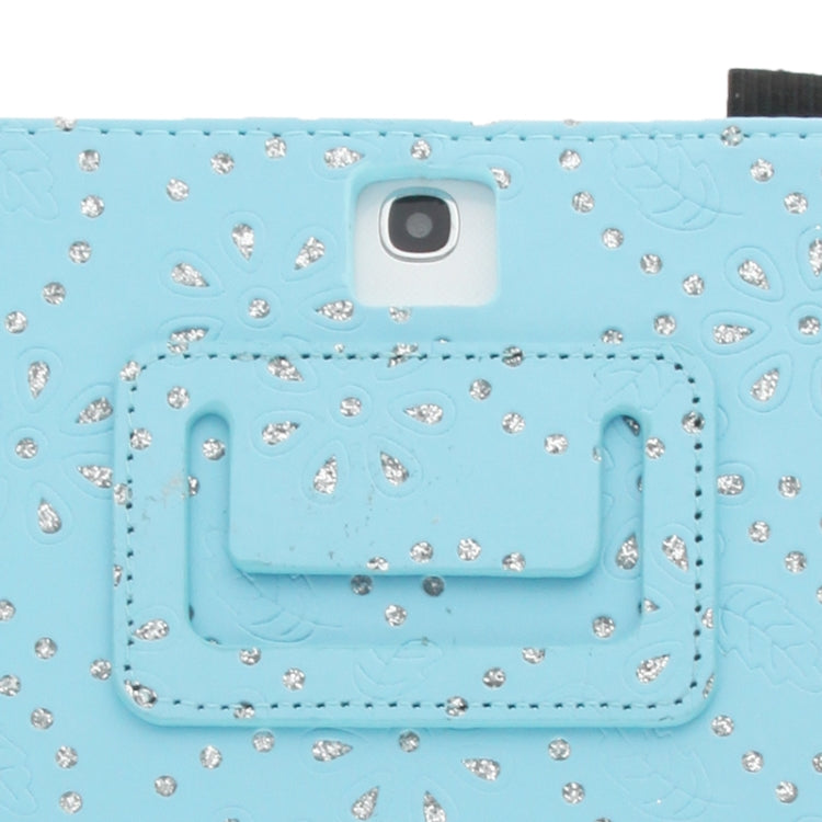 Diamond Palace Flower Pattern Leather Case with Holder for Galaxy Tab 3 (10.1) / GT-P5200, Blue(Blue)